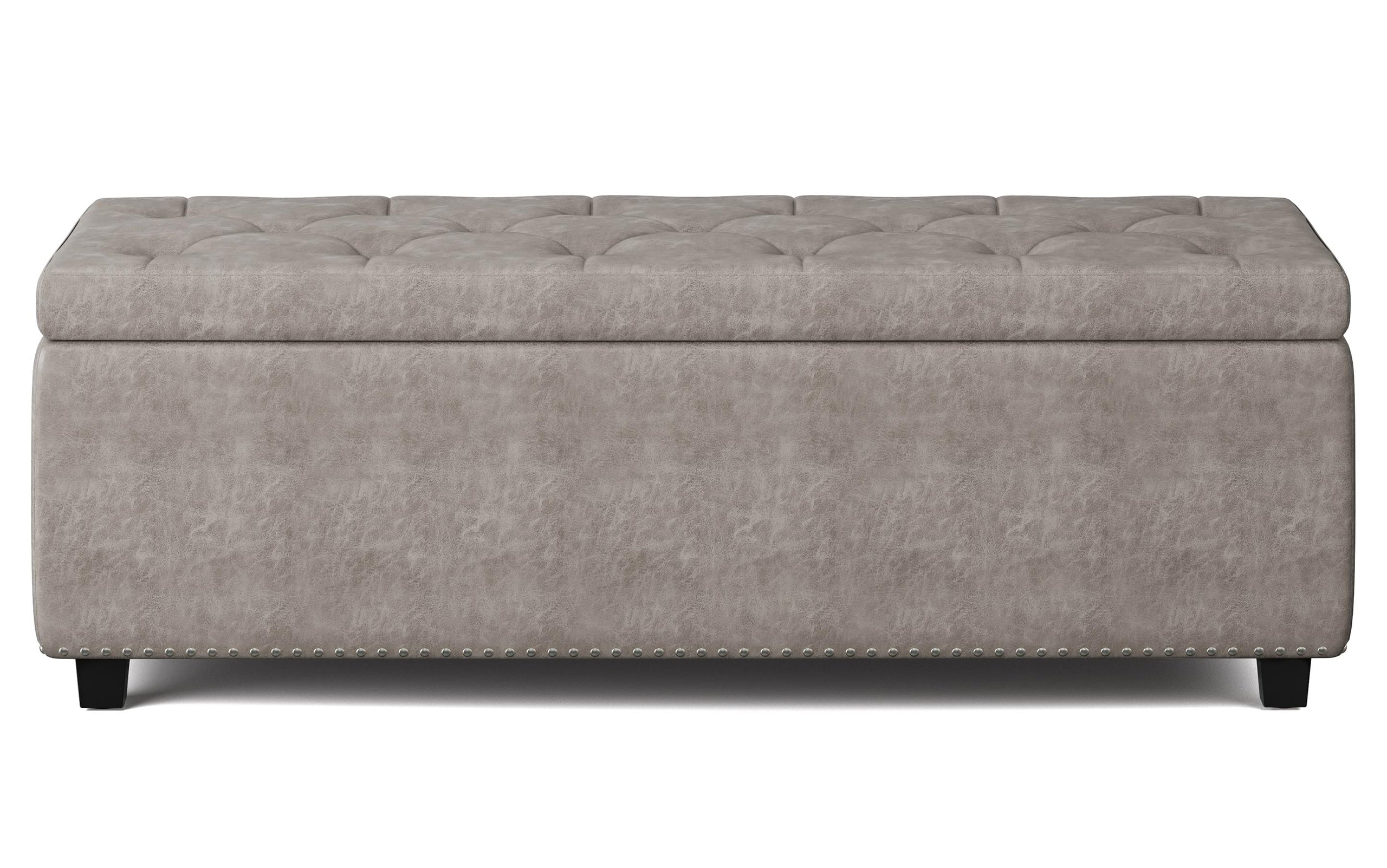Distressed Grey Distressed Vegan Leather | Hamilton Vegan Leather Storage Ottoman