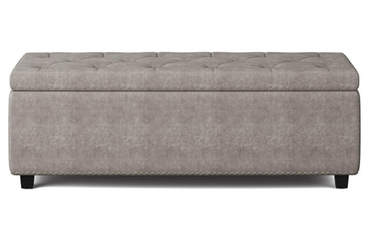 Distressed Grey Distressed Vegan Leather | Hamilton Vegan Leather Storage Ottoman