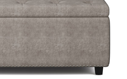 Distressed Grey Distressed Vegan Leather | Hamilton Vegan Leather Storage Ottoman