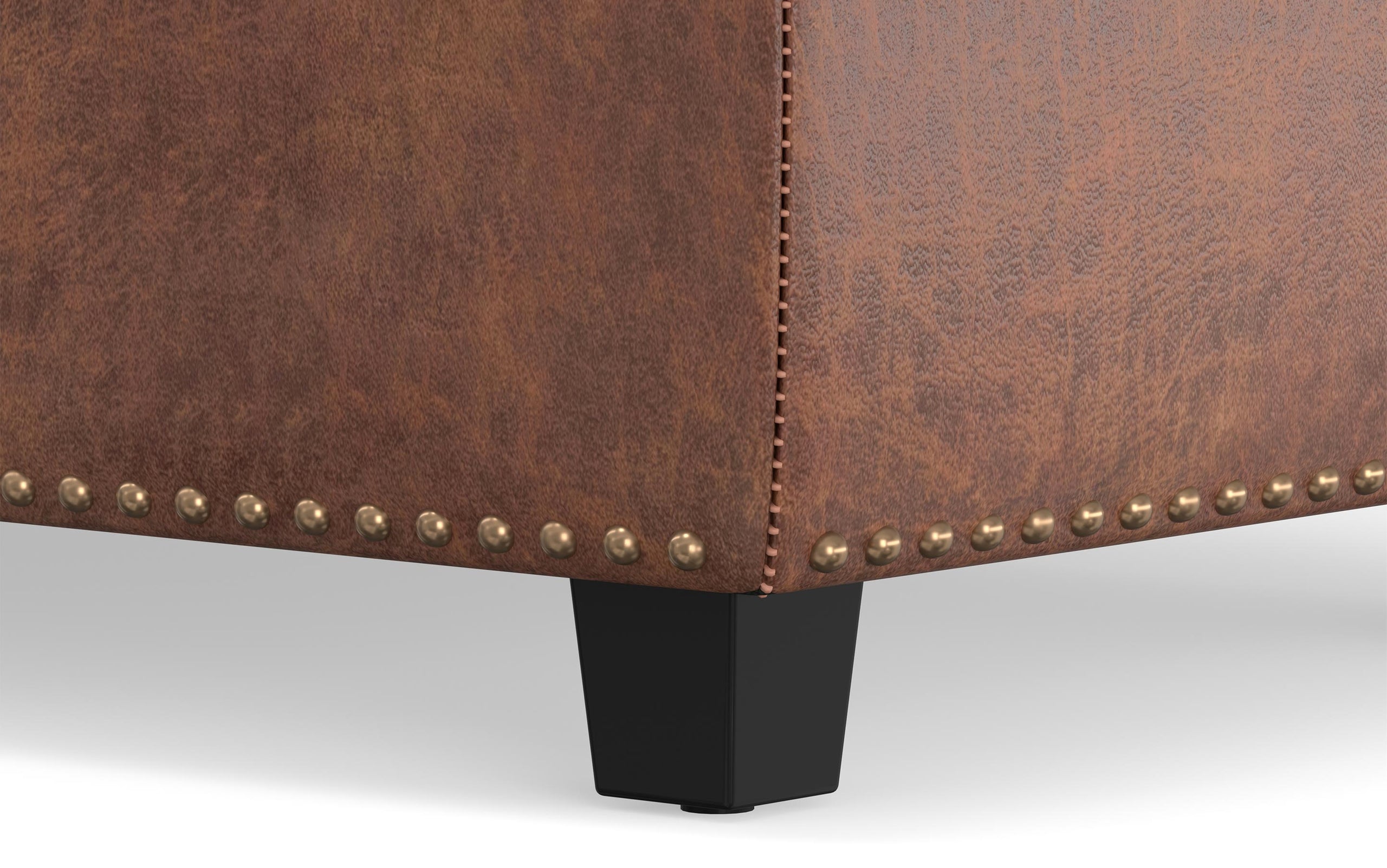 Distressed Umber Brown Distressed Vegan Leather | Hamilton Vegan Leather Storage Ottoman