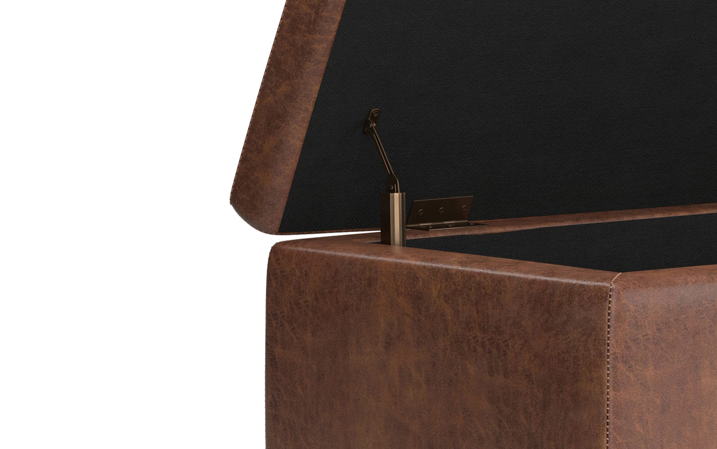 Distressed Umber Brown Distressed Vegan Leather | Hamilton Vegan Leather Storage Ottoman