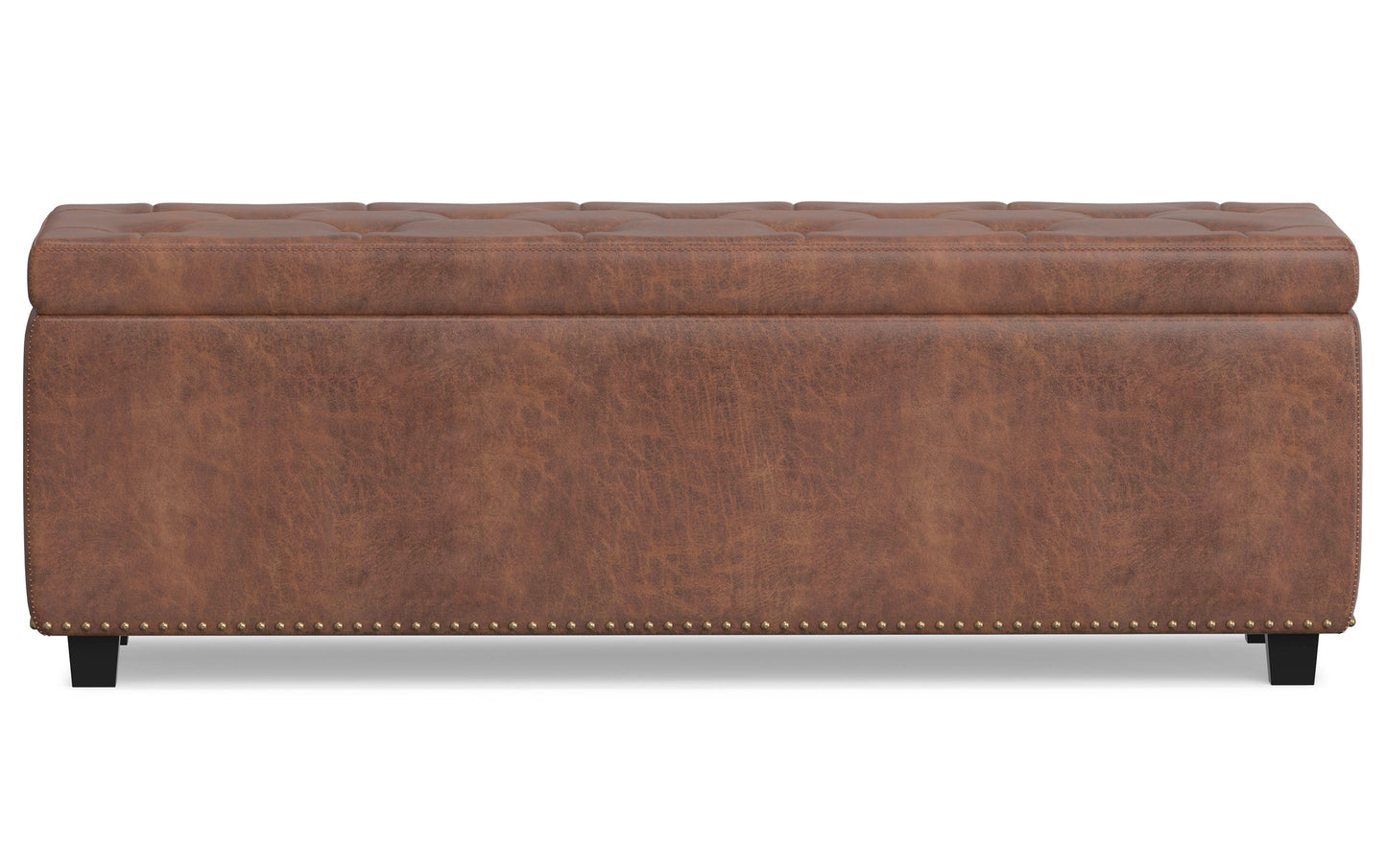 Distressed Umber Brown Distressed Vegan Leather | Hamilton Vegan Leather Storage Ottoman
