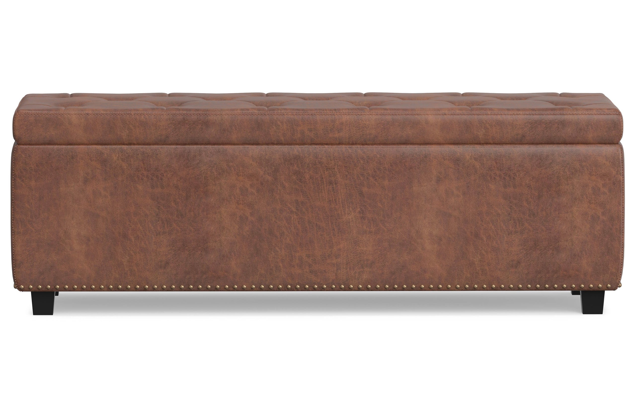 Distressed Umber Brown Distressed Vegan Leather | Hamilton Vegan Leather Storage Ottoman