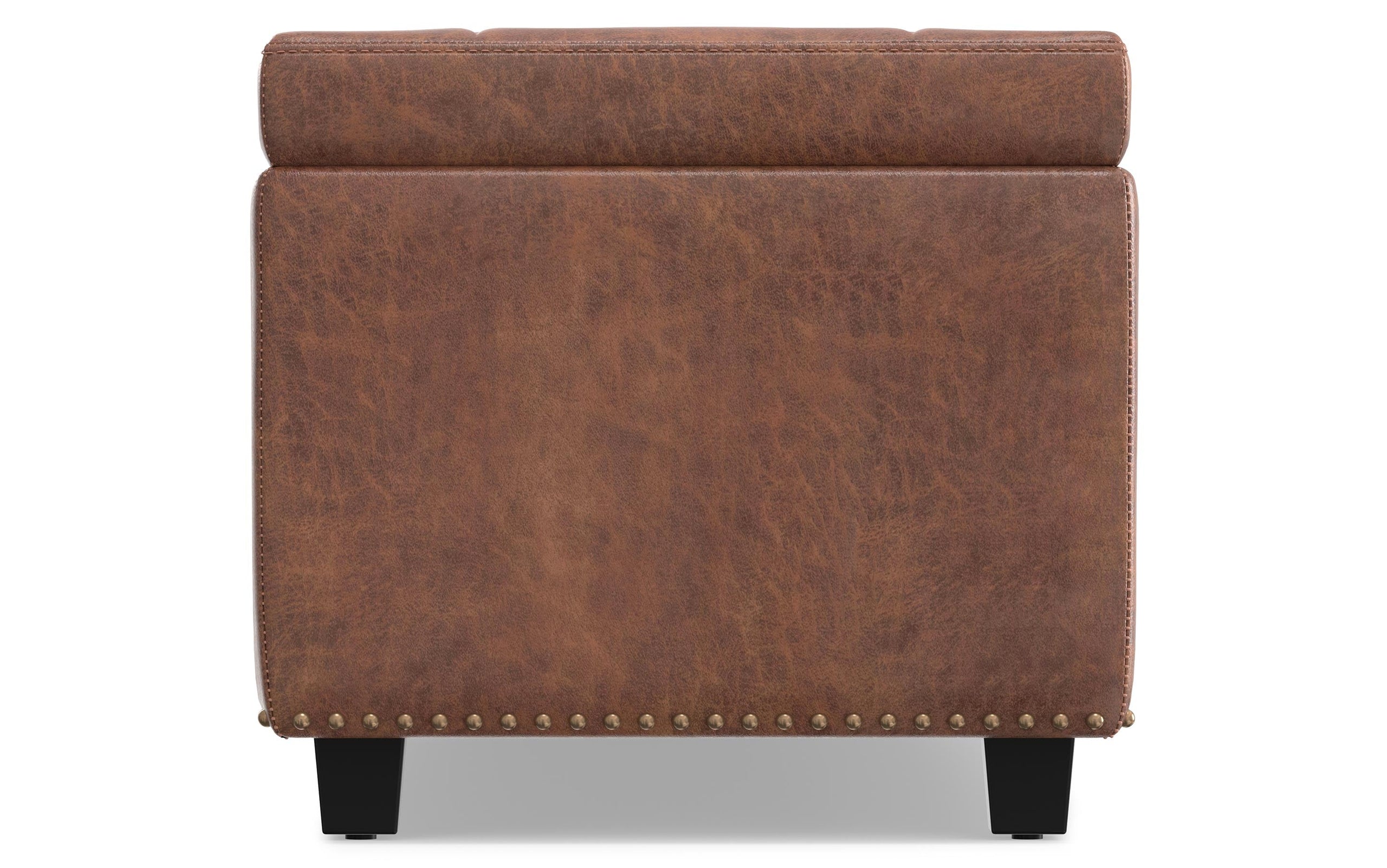 Distressed Umber Brown Distressed Vegan Leather | Hamilton Vegan Leather Storage Ottoman