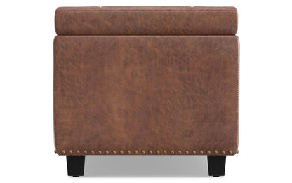Distressed Umber Brown Distressed Vegan Leather | Hamilton Vegan Leather Storage Ottoman