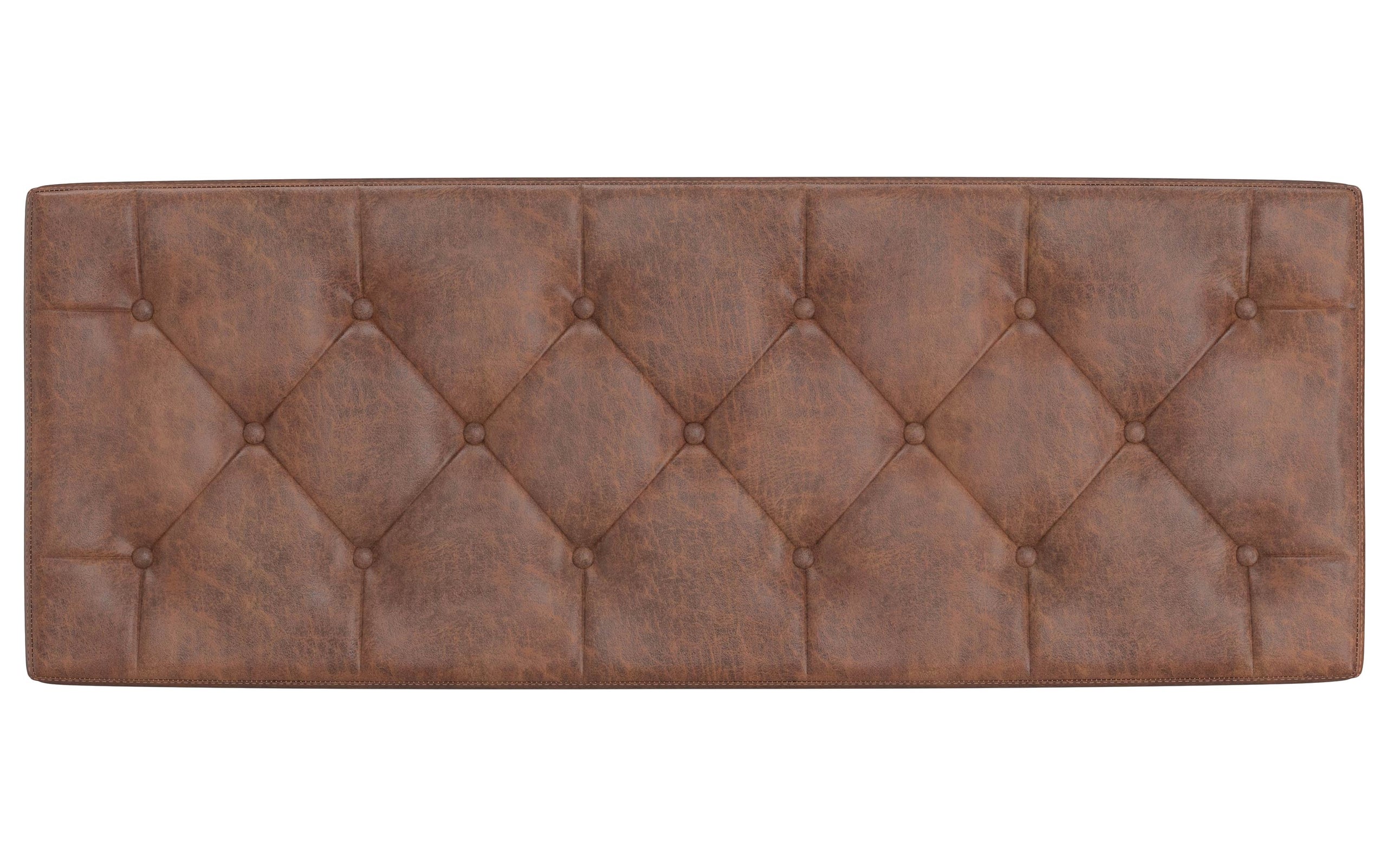 Distressed Umber Brown Distressed Vegan Leather | Hamilton Vegan Leather Storage Ottoman