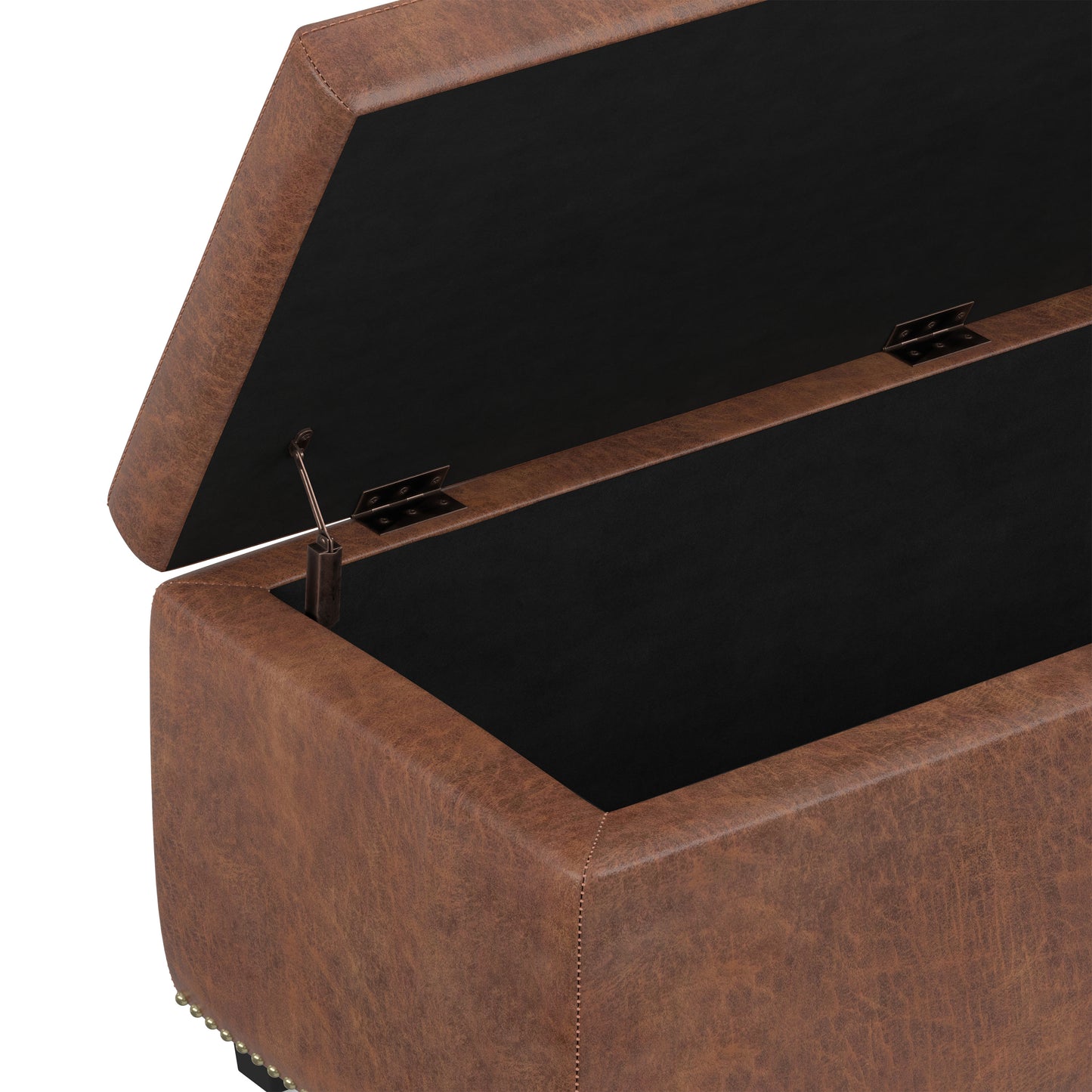 Distressed Saddle Brown Distressed Vegan Leather | Hamilton Storage Ottoman in Distressed Vegan Leather