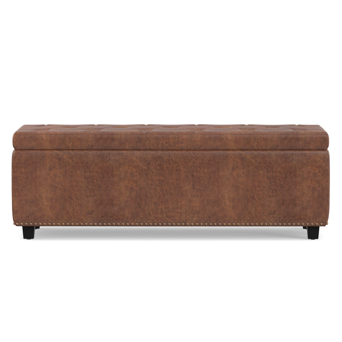 Distressed Saddle Brown Distressed Vegan Leather | Hamilton Storage Ottoman in Distressed Vegan Leather