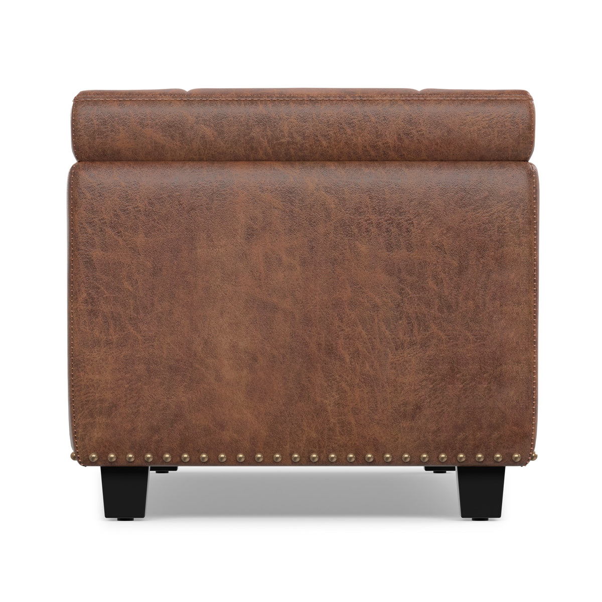 Distressed Saddle Brown Distressed Vegan Leather | Hamilton Storage Ottoman in Distressed Vegan Leather