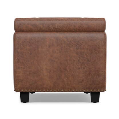 Distressed Saddle Brown Distressed Vegan Leather | Hamilton Storage Ottoman in Distressed Vegan Leather