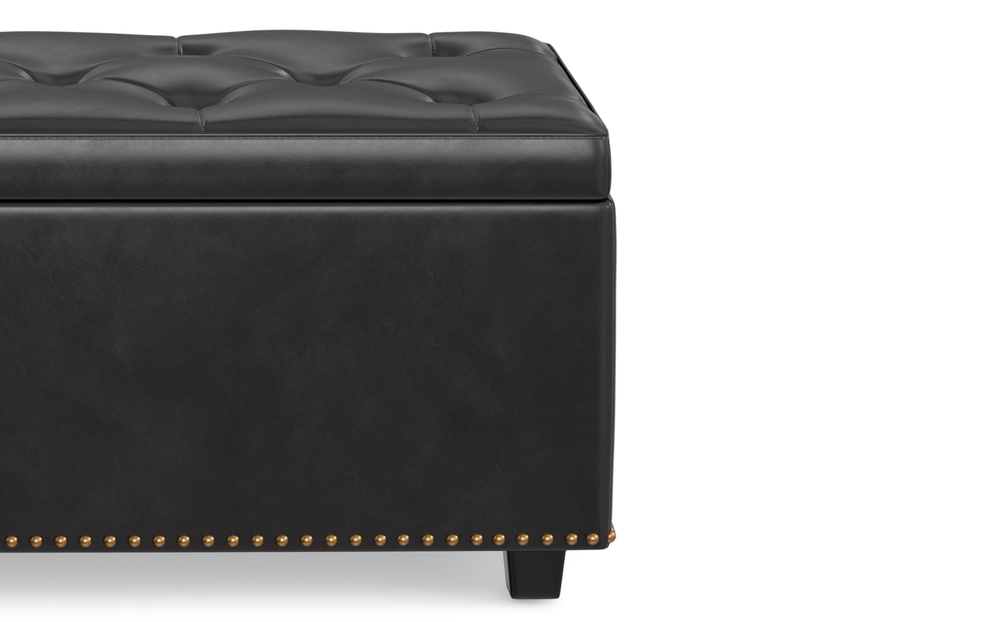 Tanners Brown Vegan Leather | Hamilton Lift Top Storage Ottoman in Vegan Leather