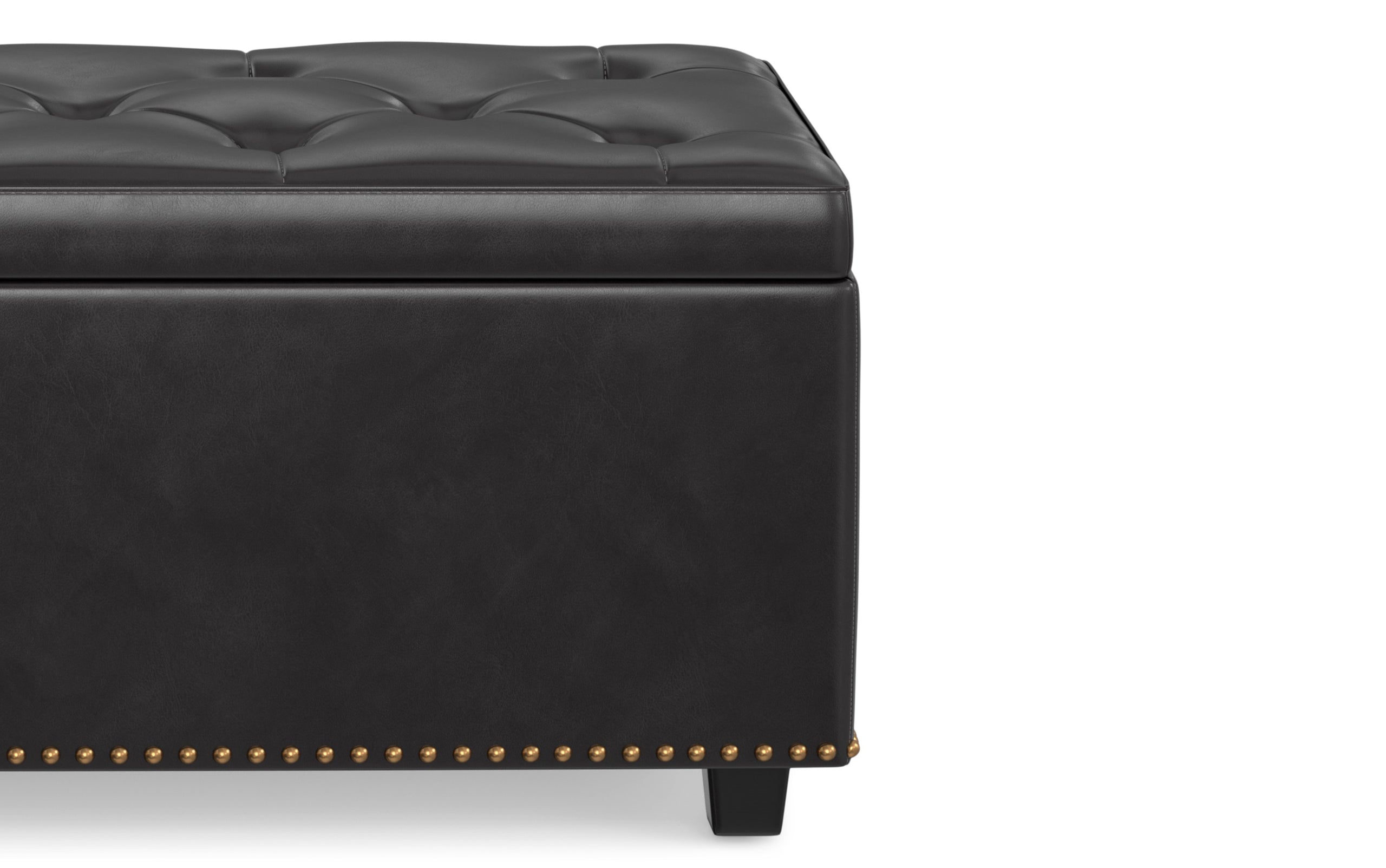 Tanners Brown Vegan Leather | Hamilton Lift Top Storage Ottoman in Vegan Leather