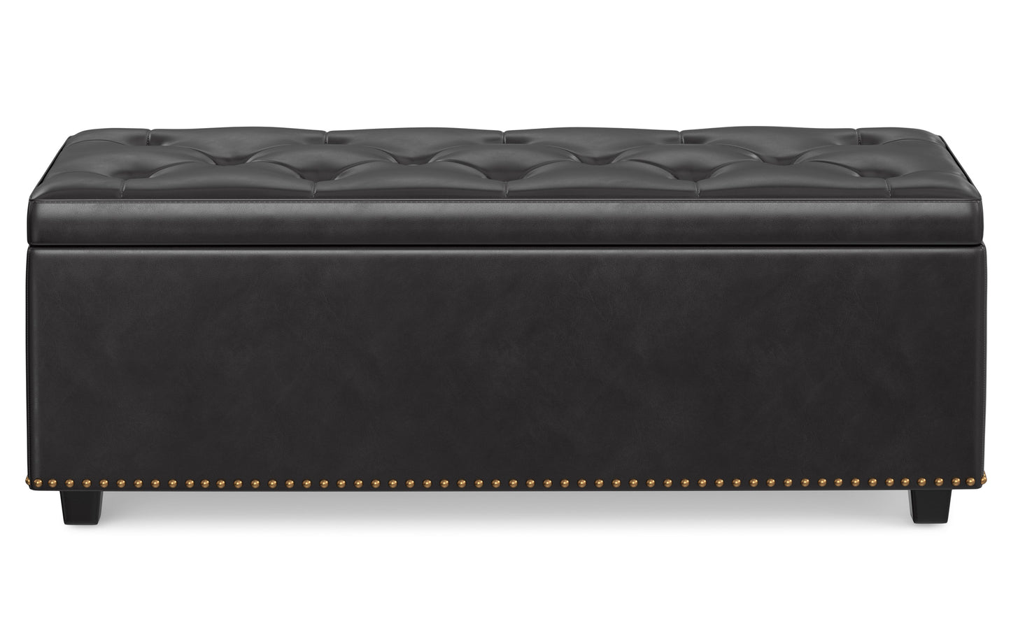 Tanners Brown Vegan Leather | Hamilton Lift Top Storage Ottoman in Vegan Leather