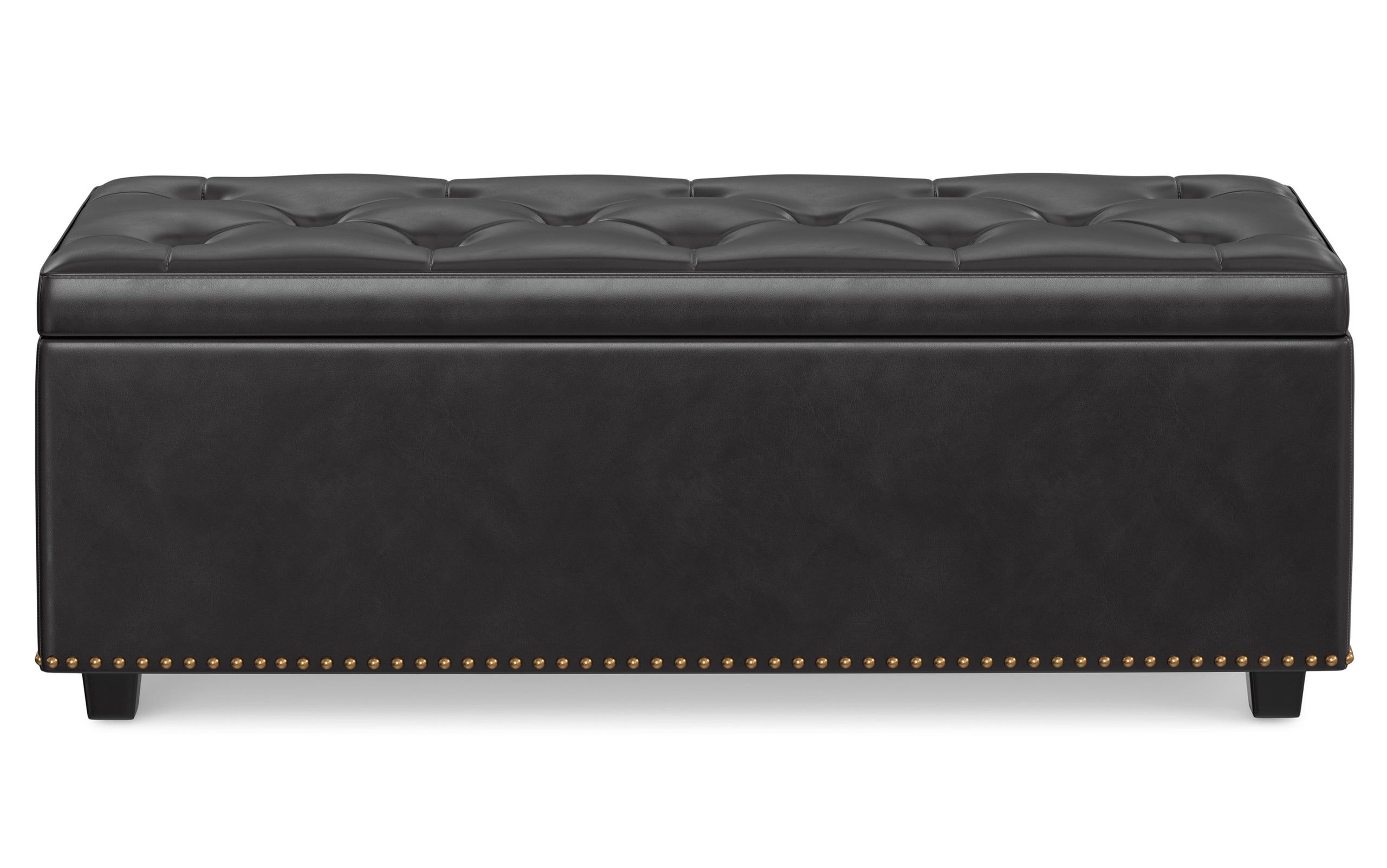 Tanners Brown Vegan Leather | Hamilton Lift Top Storage Ottoman in Vegan Leather