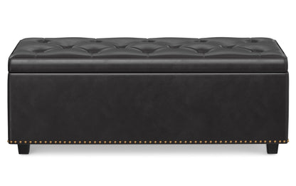 Tanners Brown Vegan Leather | Hamilton Lift Top Storage Ottoman in Vegan Leather