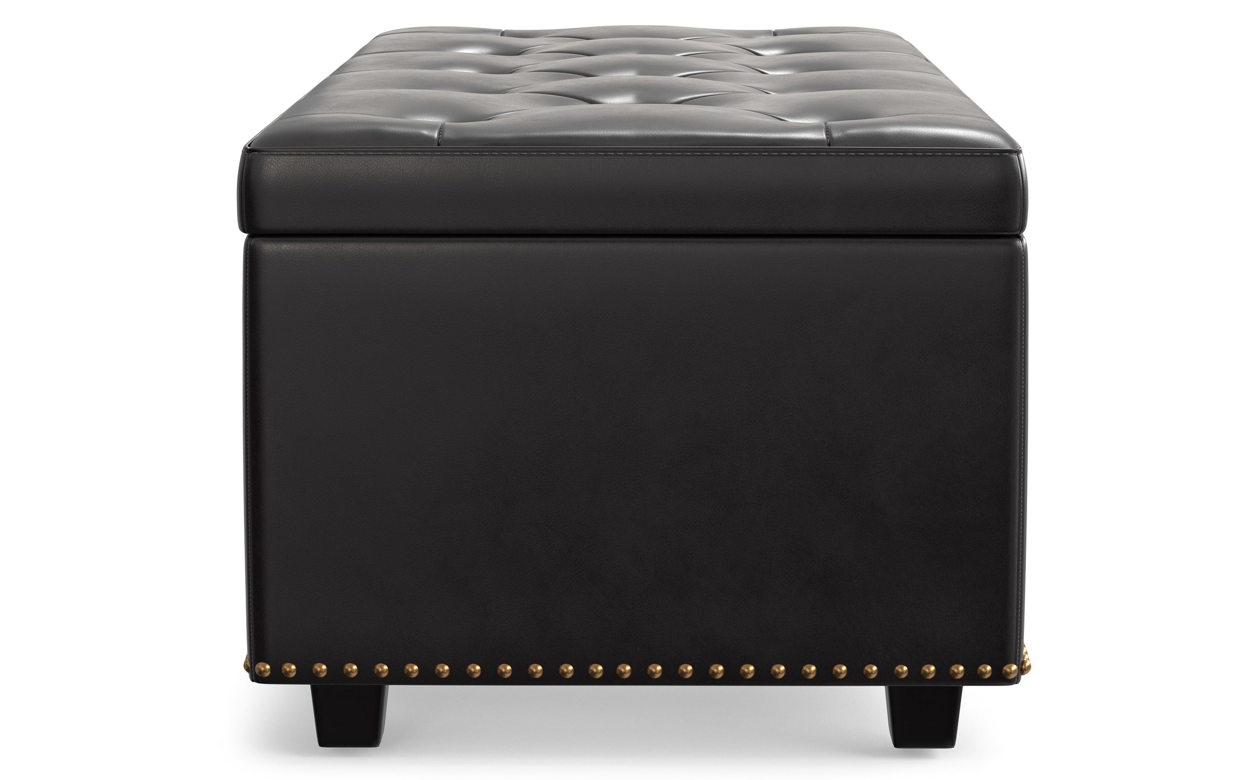 Tanners Brown Vegan Leather | Hamilton Lift Top Storage Ottoman in Vegan Leather