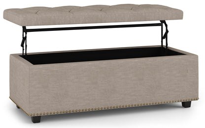 Natural Linen Style Fabric | Hamilton Lift Top Rectangular Storage Ottoman