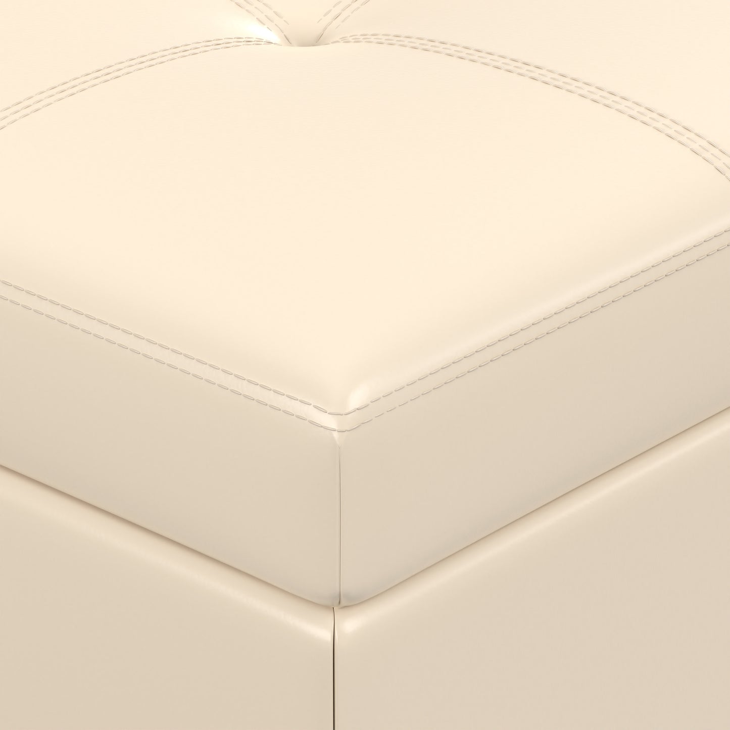 Satin Cream Vegan Leather | Oregon Storage Ottoman Bench with Tray in Vegan Leather