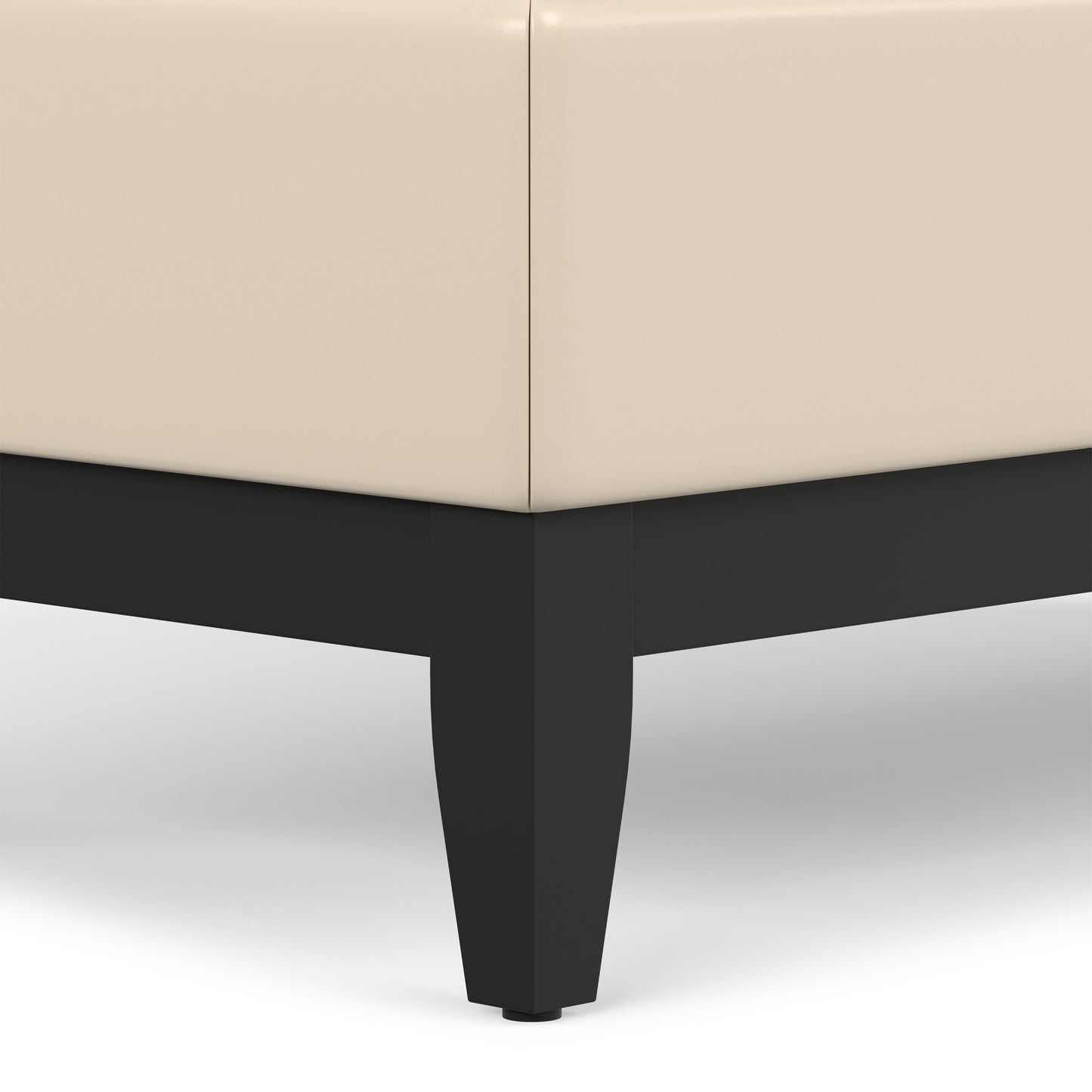 Satin Cream Vegan Leather | Oregon Storage Ottoman Bench with Tray in Vegan Leather