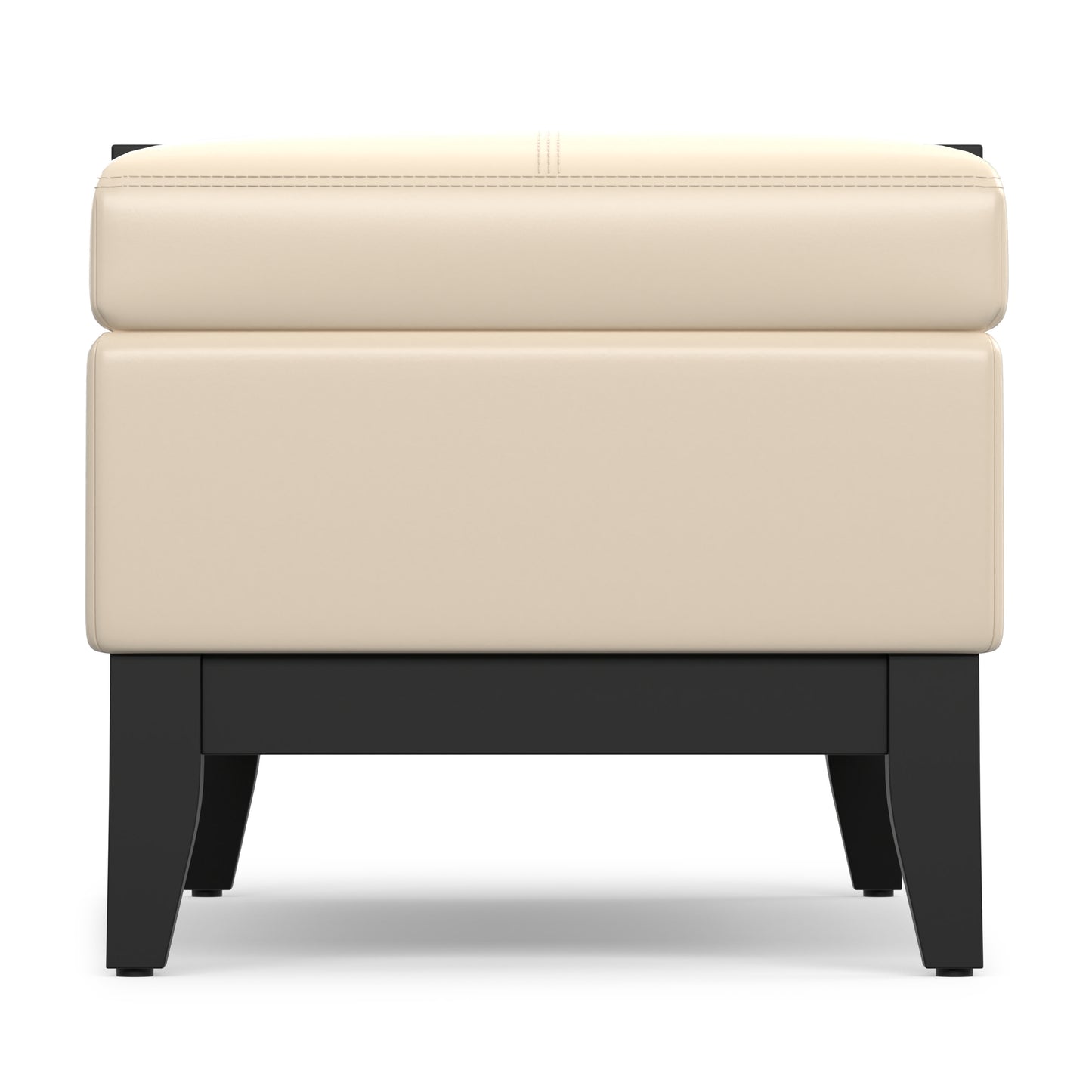 Satin Cream Vegan Leather | Oregon Storage Ottoman Bench with Tray in Vegan Leather