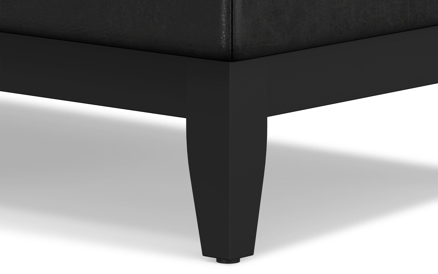 Distressed Black Distressed Vegan Leather | Oregon Storage Ottoman Bench with Tray in Distressed Vegan Leather