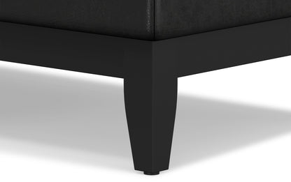 Distressed Black Distressed Vegan Leather | Oregon Storage Ottoman Bench with Tray in Distressed Vegan Leather