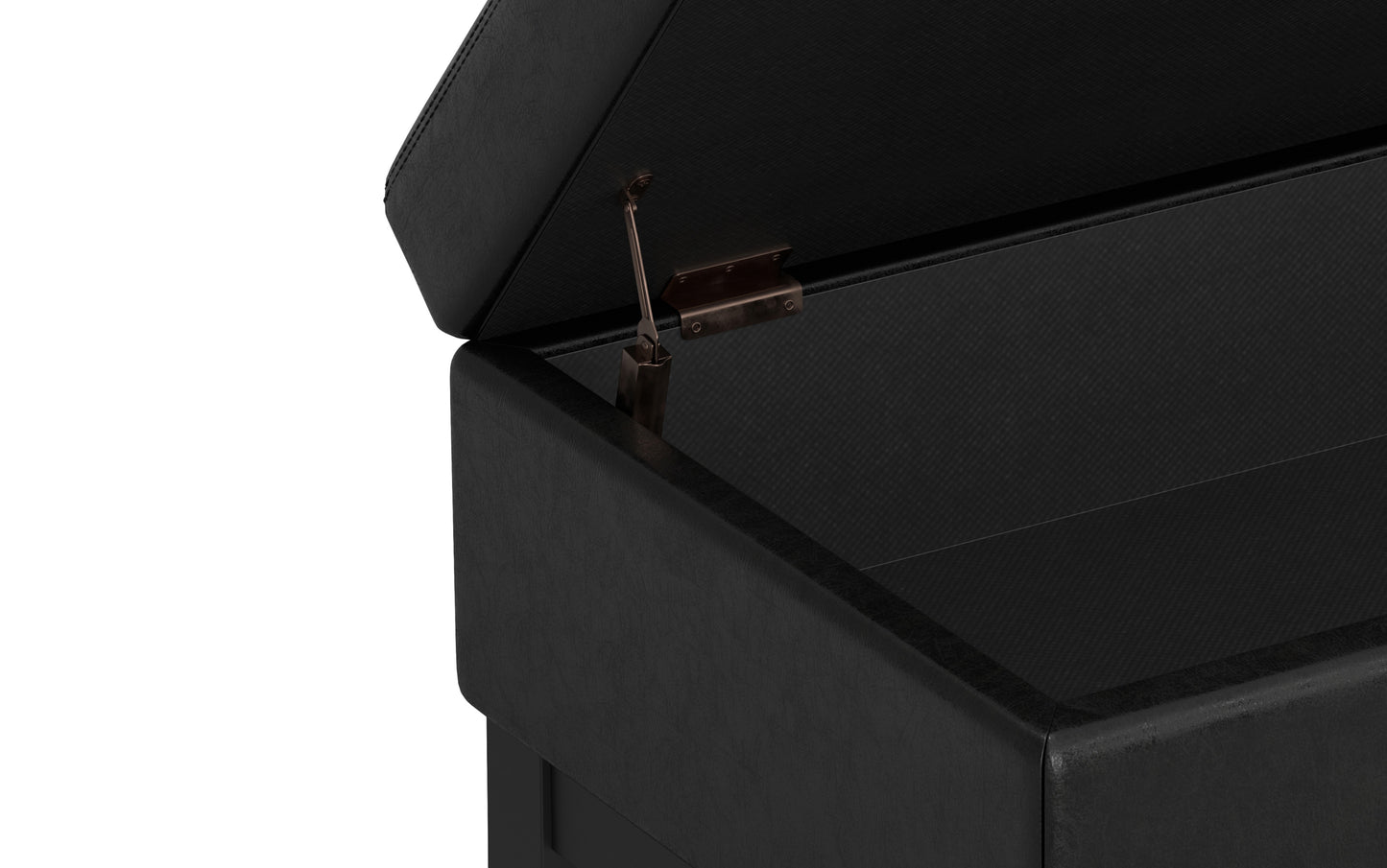 Distressed Black Distressed Vegan Leather | Oregon Storage Ottoman Bench with Tray in Distressed Vegan Leather