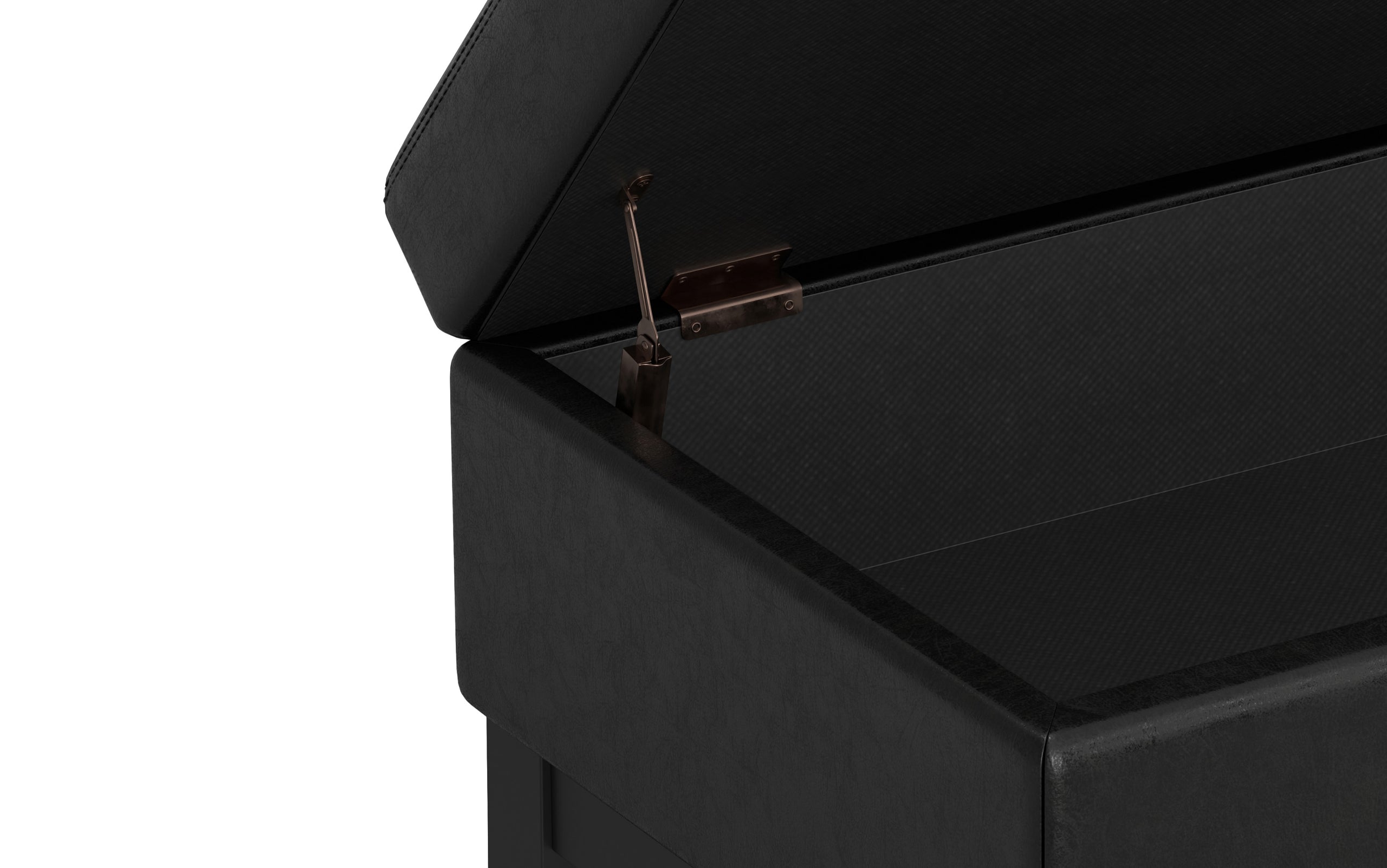 Distressed Black Distressed Vegan Leather | Oregon Storage Ottoman Bench with Tray in Distressed Vegan Leather