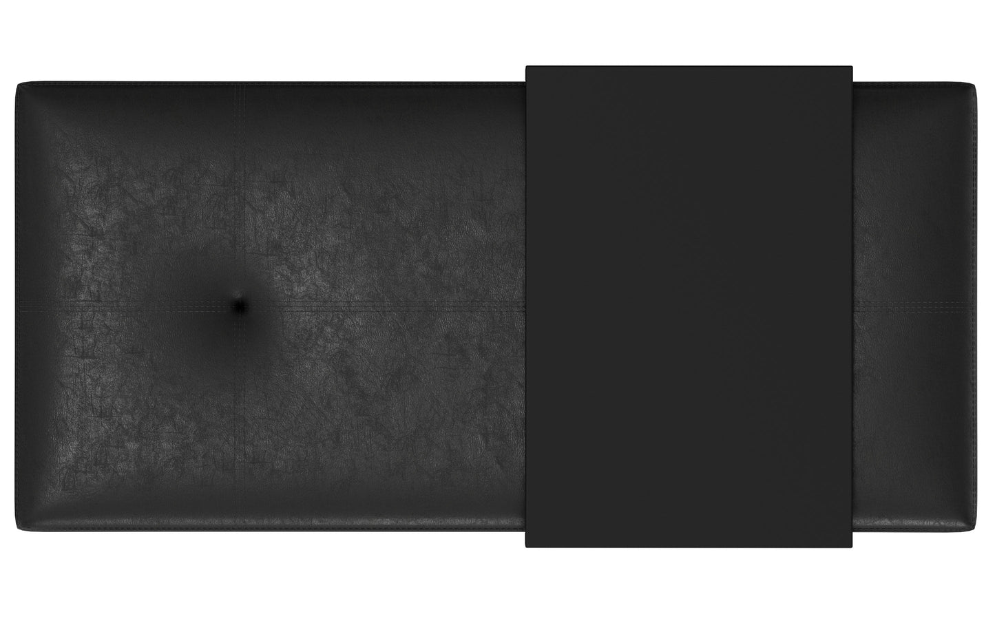 Distressed Black Distressed Vegan Leather | Oregon Storage Ottoman Bench with Tray in Distressed Vegan Leather