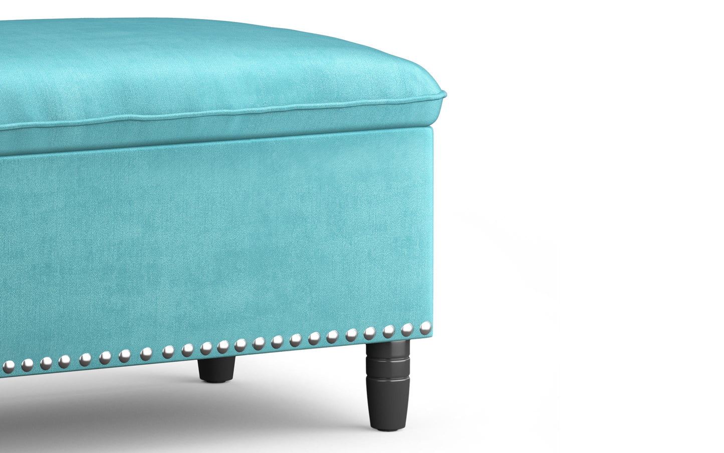 Aqua Velvet Fabric | Emily Storage Ottoman in Velvet Fabric