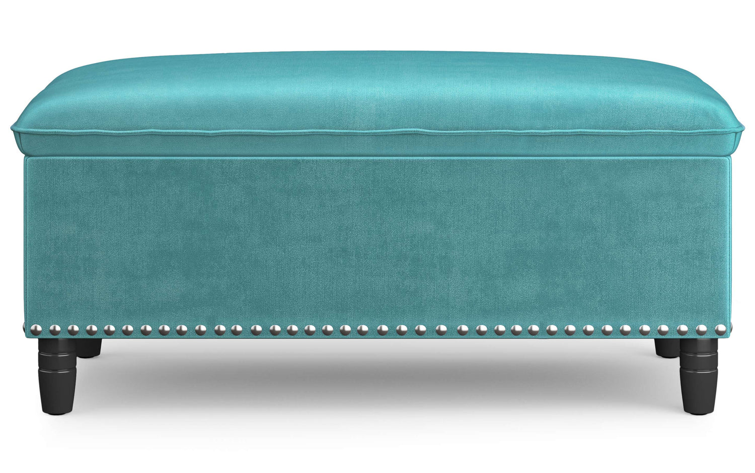 Aqua Velvet Fabric | Emily Storage Ottoman in Velvet Fabric
