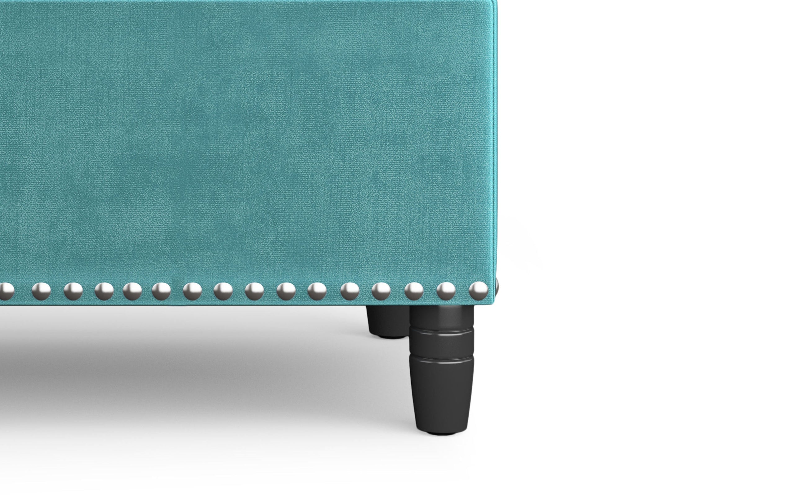 Aqua Velvet Fabric | Emily Storage Ottoman in Velvet Fabric
