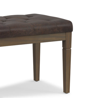 Distressed Brown Distressed Vegan Leather | Waverly Tufted Ottoman Bench