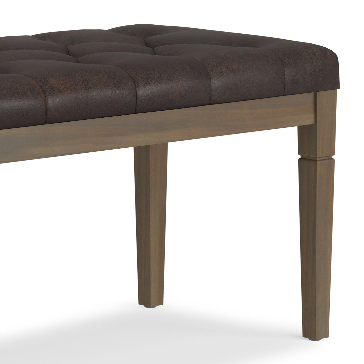 Distressed Brown Distressed Vegan Leather | Waverly Tufted Ottoman Bench