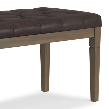 Distressed Brown Distressed Vegan Leather | Waverly Tufted Ottoman Bench