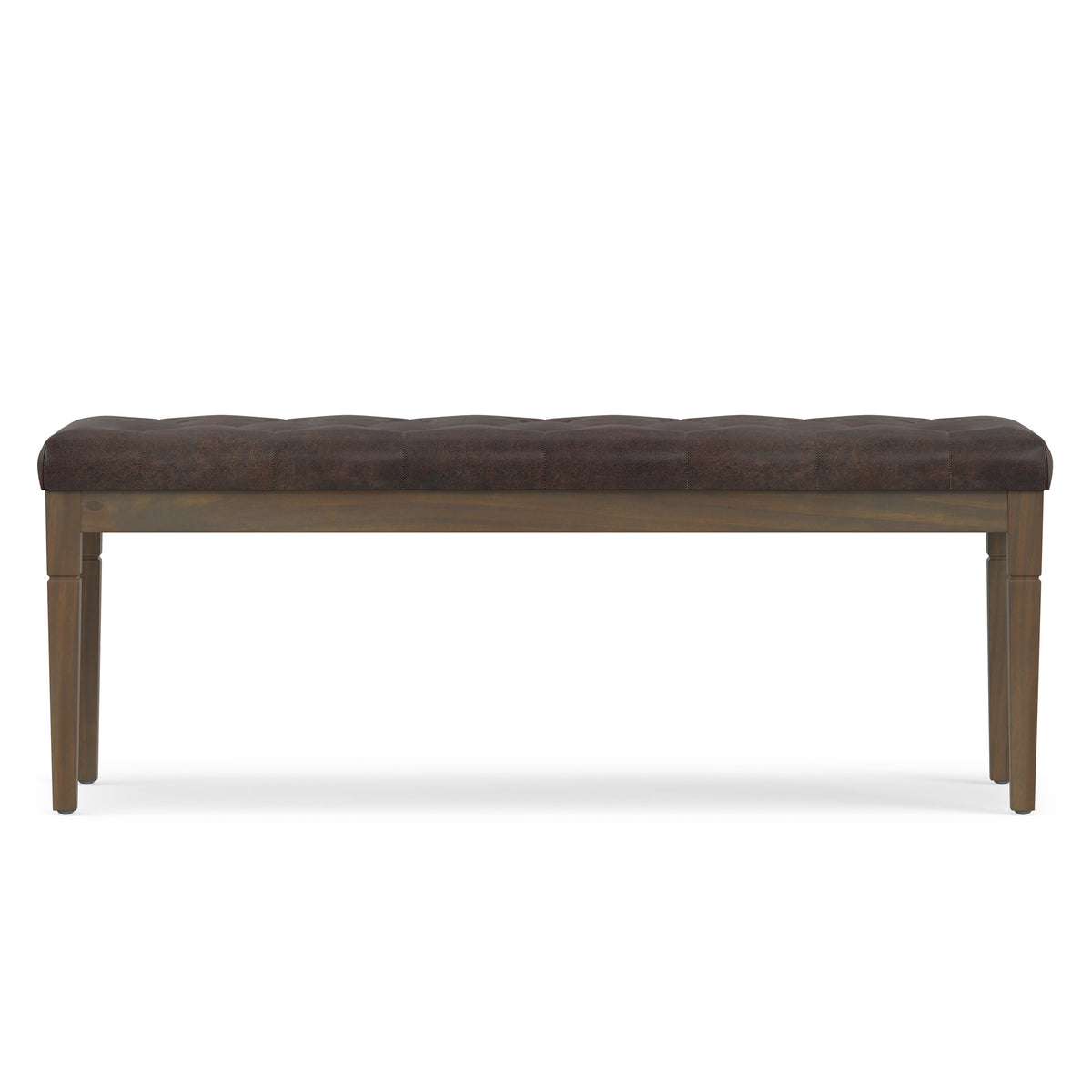 Distressed Brown Distressed Vegan Leather | Waverly Tufted Ottoman Bench