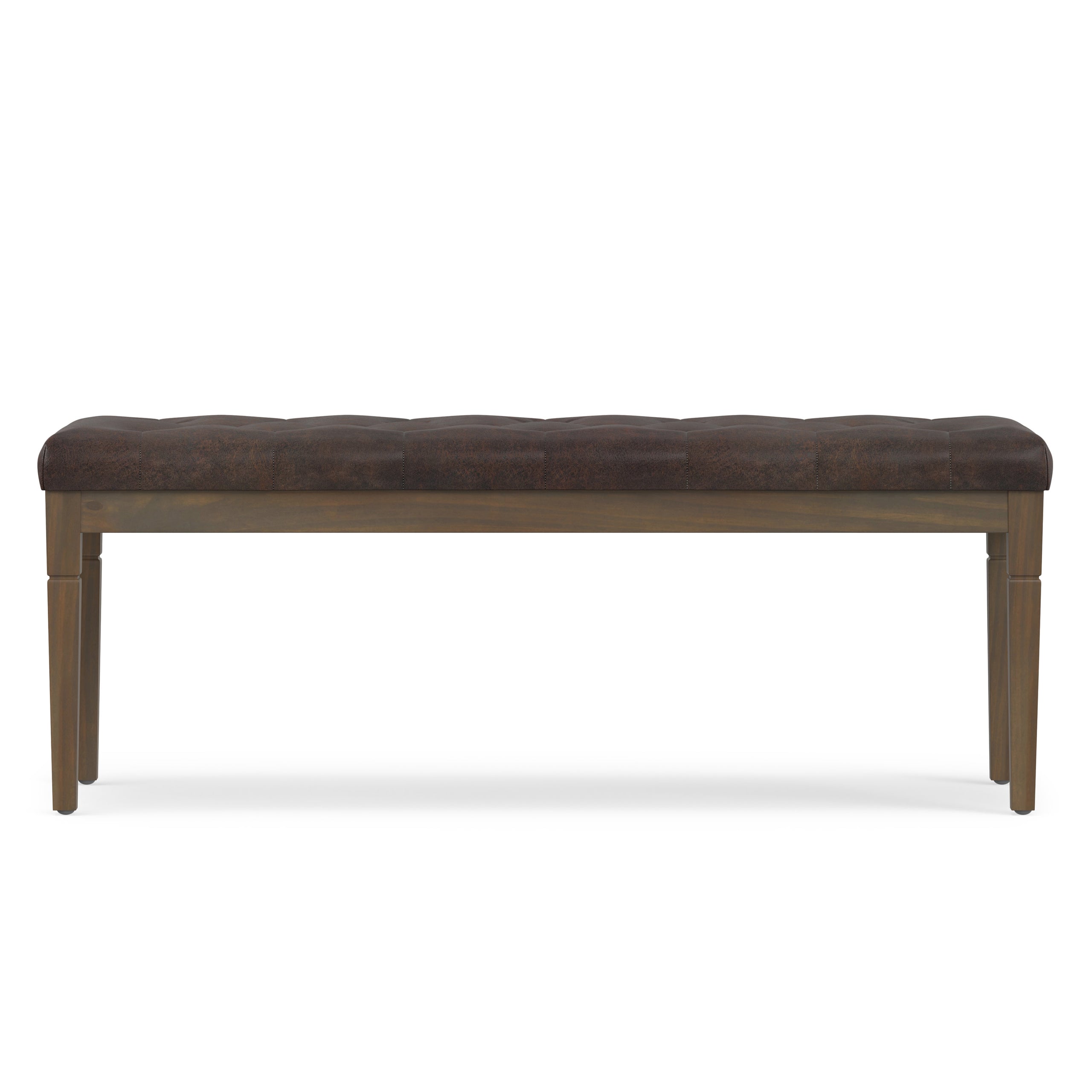 Distressed Brown Distressed Vegan Leather | Waverly Tufted Ottoman Bench