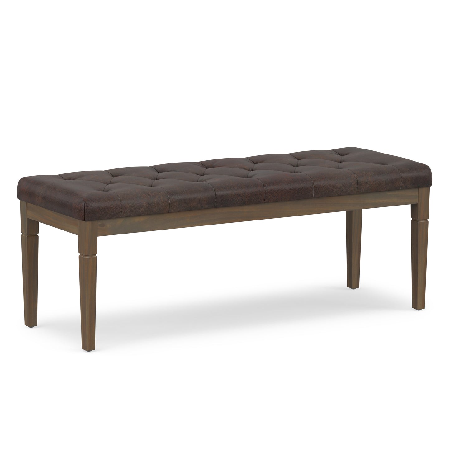 Distressed Brown Distressed Vegan Leather | Waverly Tufted Ottoman Bench