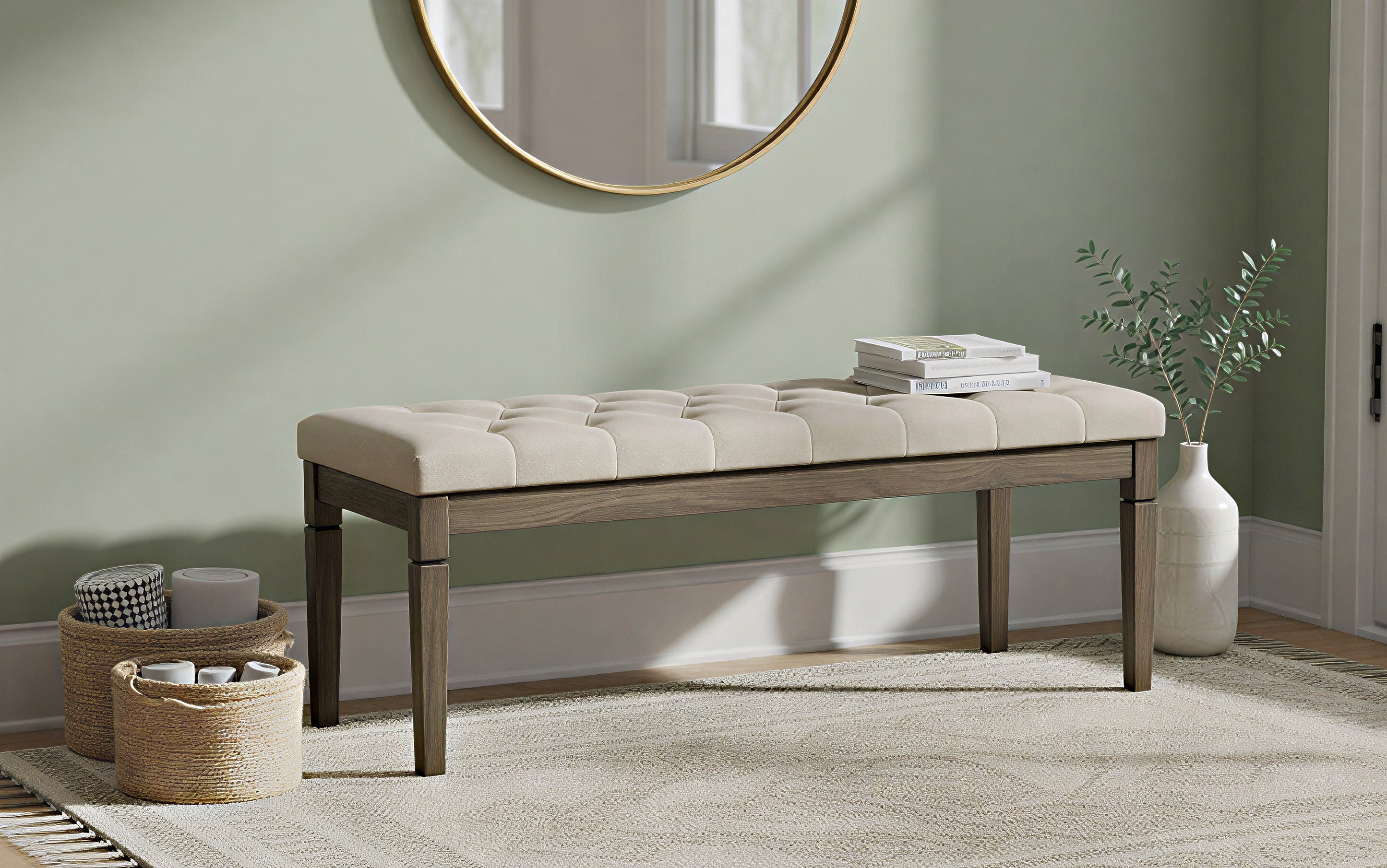 Waverly Tufted Ottoman Bench - Thumbnail 2