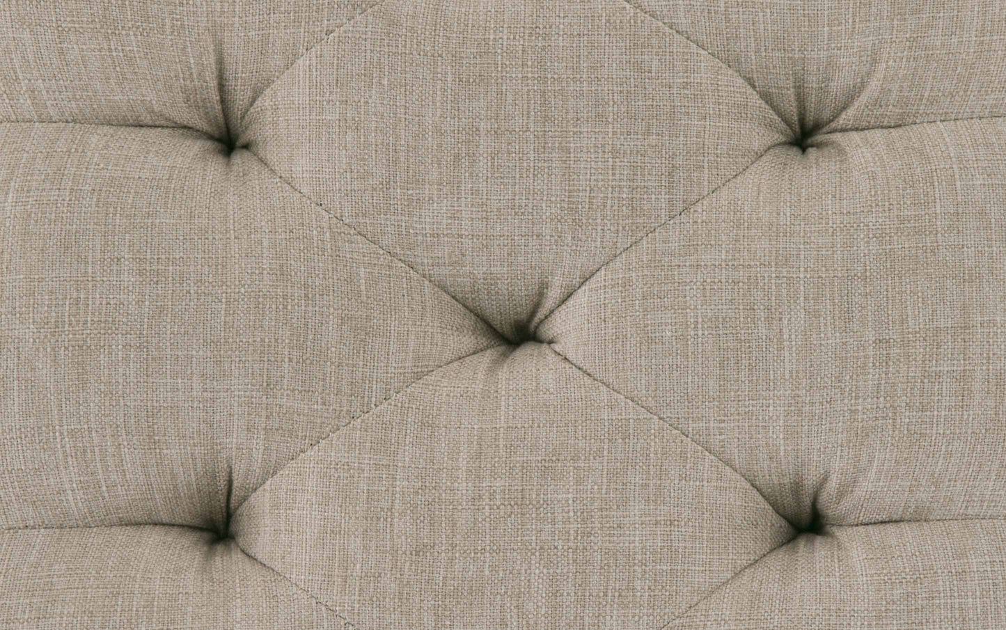 Wheat Beige Linen Style Fabric | Waverly Tufted Ottoman Bench in Wheat Beige