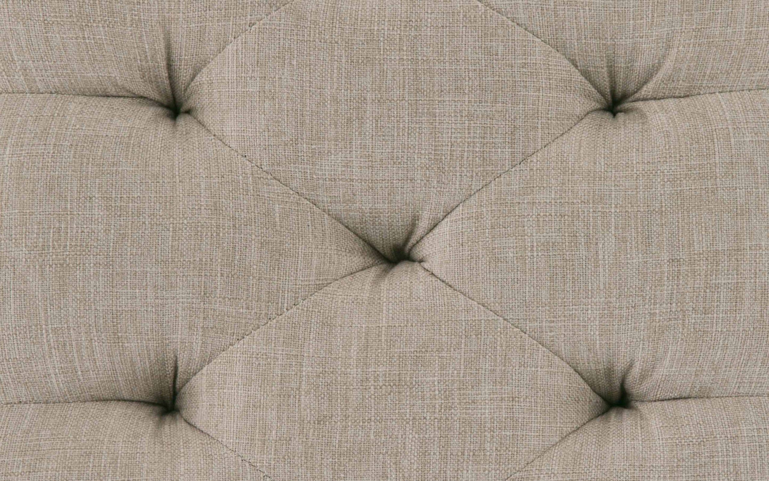 Wheat Beige Linen Style Fabric | Waverly Tufted Ottoman Bench in Wheat Beige