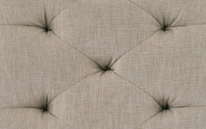 Wheat Beige Linen Style Fabric | Waverly Tufted Ottoman Bench in Wheat Beige
