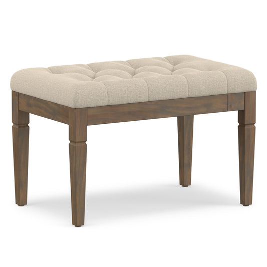 Natural | Waverly Small Tufted Ottoman Bench in Linen