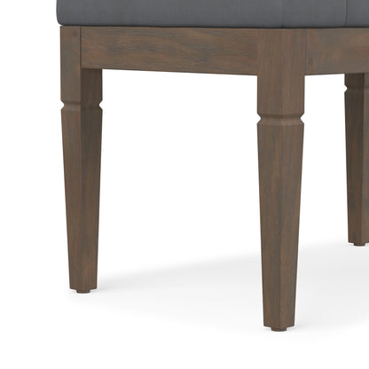 Stone Grey Vegan Leather | Waverly Small Tufted Ottoman Bench in Vegan Leather