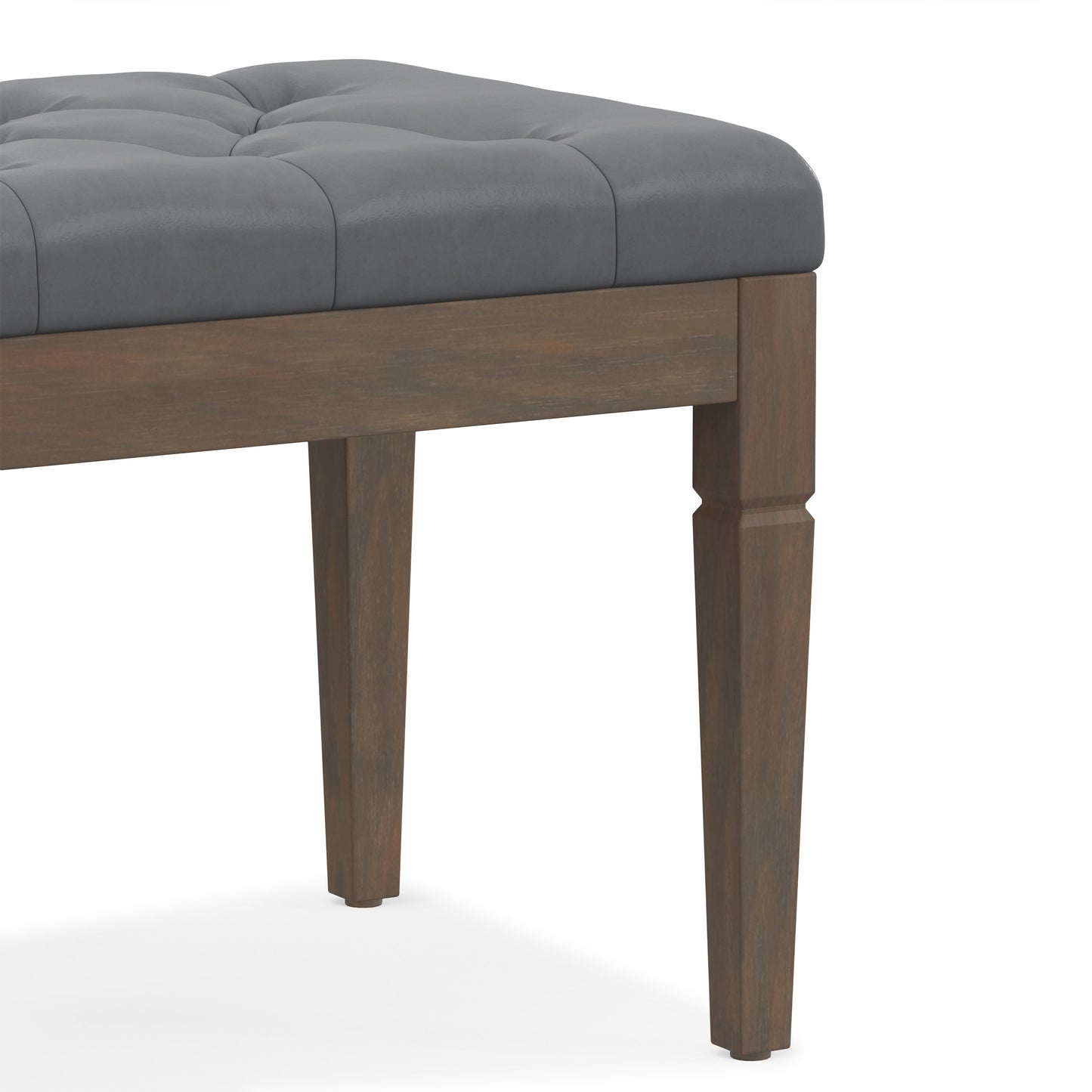 Stone Grey Vegan Leather | Waverly Small Tufted Ottoman Bench in Vegan Leather