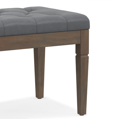 Stone Grey Vegan Leather | Waverly Small Tufted Ottoman Bench in Vegan Leather
