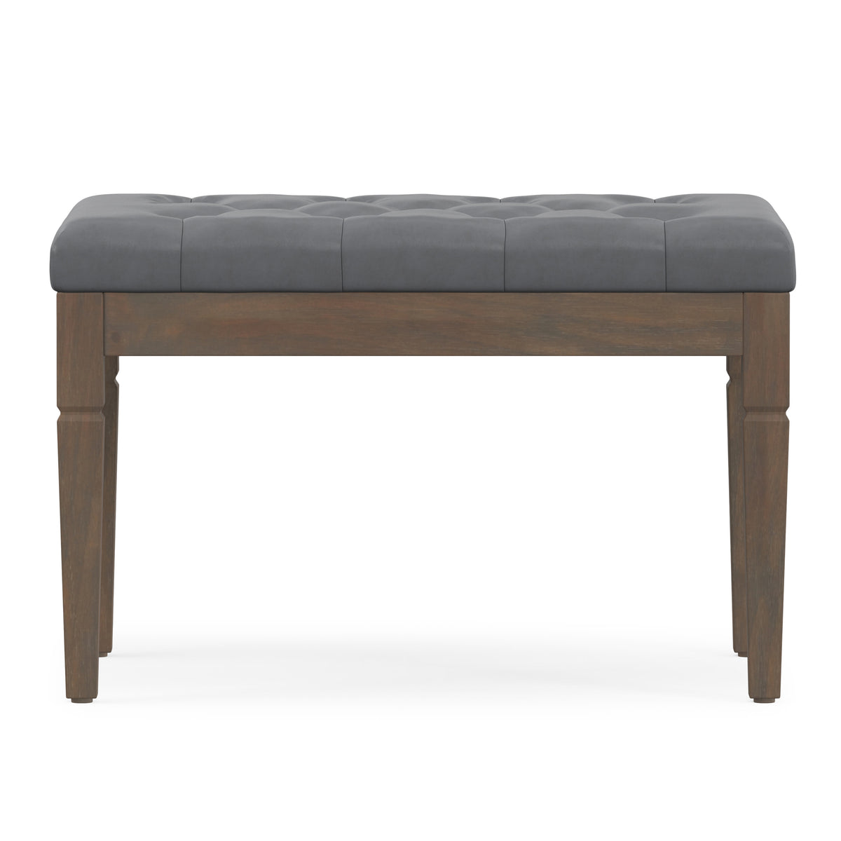 Stone Grey Vegan Leather | Waverly Small Tufted Ottoman Bench in Vegan Leather