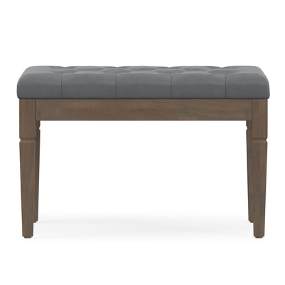 Stone Grey Vegan Leather | Waverly Small Tufted Ottoman Bench in Vegan Leather
