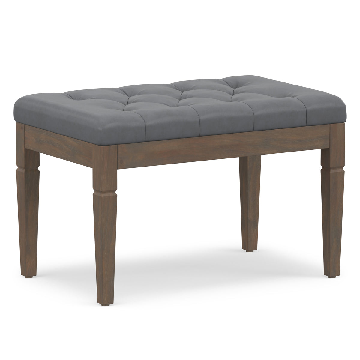 Stone Grey Vegan Leather | Waverly Small Tufted Ottoman Bench in Vegan Leather