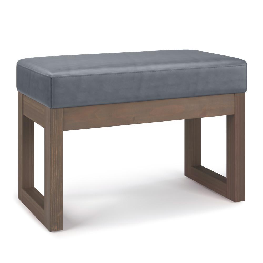Stone Grey Vegan Leather | Milltown Footstool Small Ottoman Bench